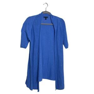 Eileen Fisher Cardigan Women's Small Open Front Blue Organic Linen and Cotton